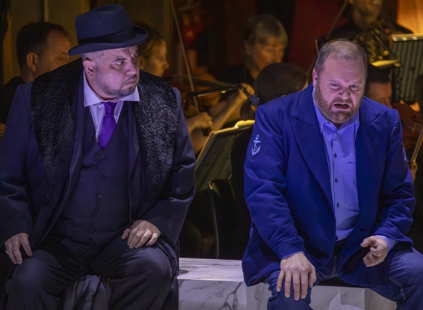 Vazgen Gazaryan as Fiesco and Roland Wood as Boccanegra in Opera North's Simon Boccanegra  cr James Glossop 
