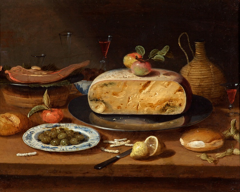 Still Life with Cheese circle of Jan Van Kessel the Elder  c. 1650 Oil on copper,   © Holburne Museum 