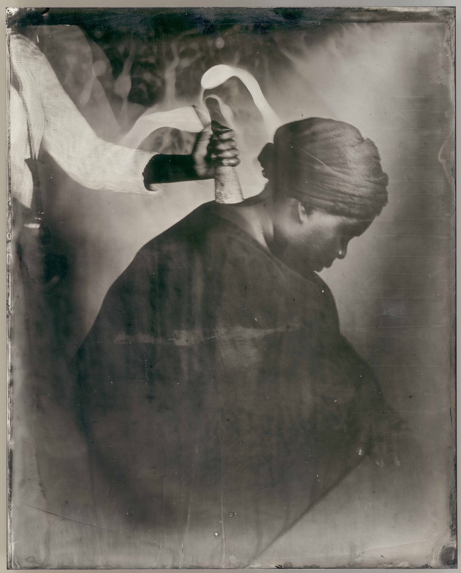 Nak Bejjen,2017 Khadija SayeWet plate collodion tintype on metal250 x 200 mmImage courtesy of the Estate of Khadija Say