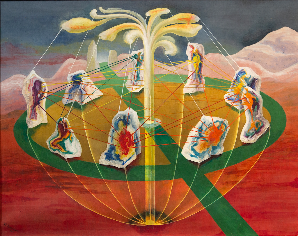 Ithell Colquhoun, Dance of the Nine Opals, 1942. The Sherwin Family Collection permanently housed at The Hepworth Wakefield (Wakefield, UK) © Spire Healthcare, © Noise Abatement Society, © Samaritans