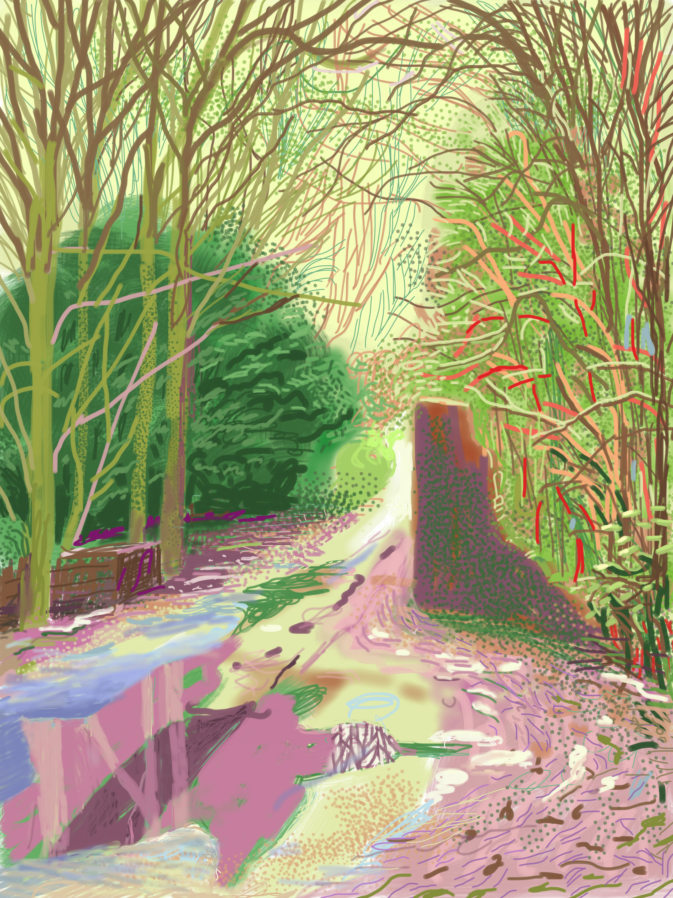 David Hockney, The Arrival of Spring in Woldgate, East Yorkshire in 2011 (twenty eleven) – 2 January 