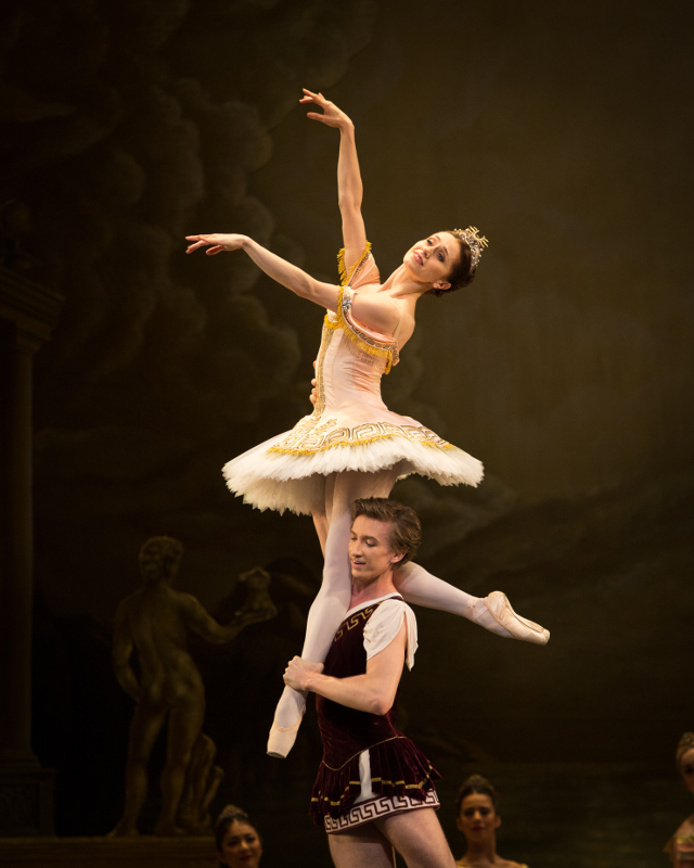 Vadim Muntagirov and Marianela Nuñez in Frederick Ashton's Sylvia. Photo by Alice Pennefather.
