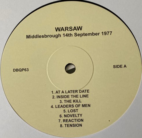 Warsaw Middlesbrough 14th September 1977 Joy Division Manchester 28th September 1979_side one