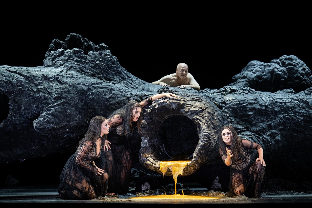 Rhinemaidens and Alberich in Royal Opera Rheingold